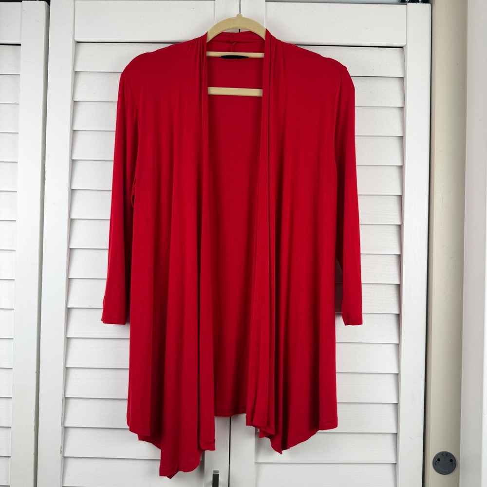 Unbranded Cardigan Women L Red Open Front Draped Sharkbite Hem
